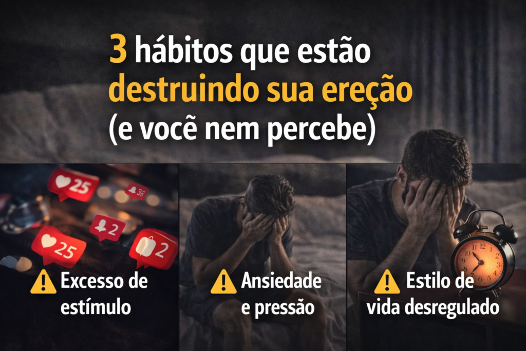 3 hábitos que estão destruindo sua ereção: excesso de estímulo, ansiedade e estilo de vida desregulado